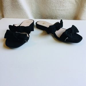 H&M Black Suede Look Flat Slide Sandals Size 6